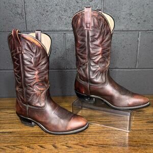 Vintage 80’s Men’s Brown Leather Western Cowboy Boots Size 9-9.5